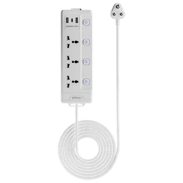 Croma 6 Amps 3 Sockets Surge Protector (2 Meters, Child Safety Shutters, White)
