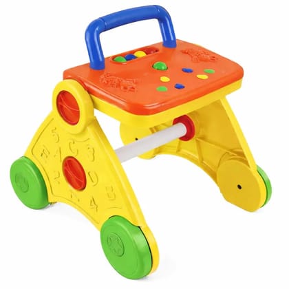 Braintastic Baby Push Walker with Interactive Activity Panel  Toddler Walking Aid with Wheels, Spinning Balls & Sound Buttons  Early Learning Toy for Infants & Toddlers (Yellow & Orange)