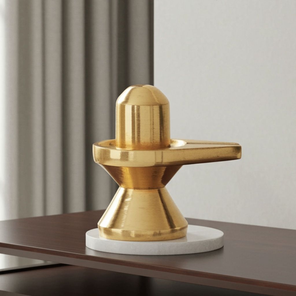 Brass Shivling Statue - Religious Home Decor, Height : 1.6 Inch (BSMAS997 C)