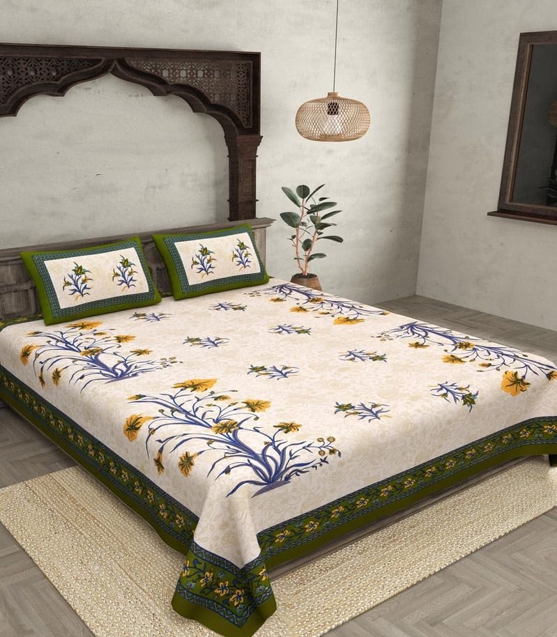 Pure Cotton Floral Bedsheet Set  180 TC