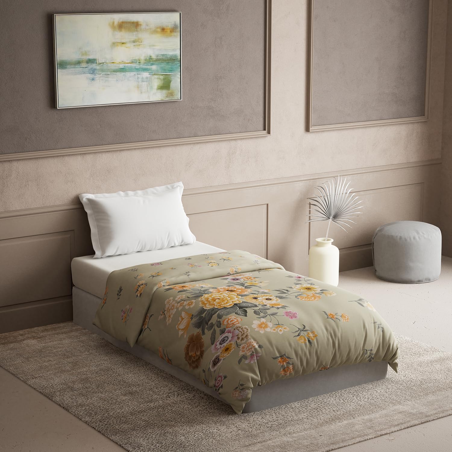 DDECOR - The Prime Collection 100% Cotton Classical Pattern 145TC Single Winter Quilt|152 CM X 224 CM| - Orange