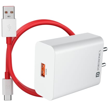 Portronics Adapto 30V Max Output, Multiple Charging Protocol,  Best For Realme, Vivo,Oneplus, 1M Charging Cable