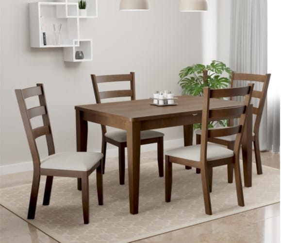 Eros Furniture Barados Premium Solid Wood Extension Dining Table with Expandable Top Mechanism
