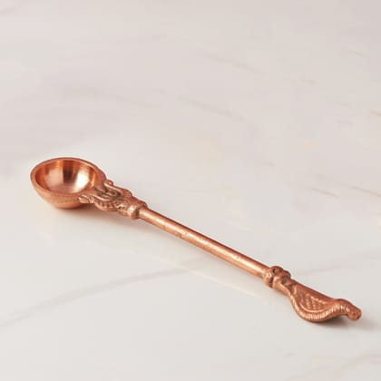 Copper Pooja Achmani Pot � Sacred Ritual Vessel, Length : 5.6 Inch (ZMAS307 D)