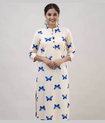 MAUKA - Blue Rayon Women's Straight Kurti ( Pack of 1 )