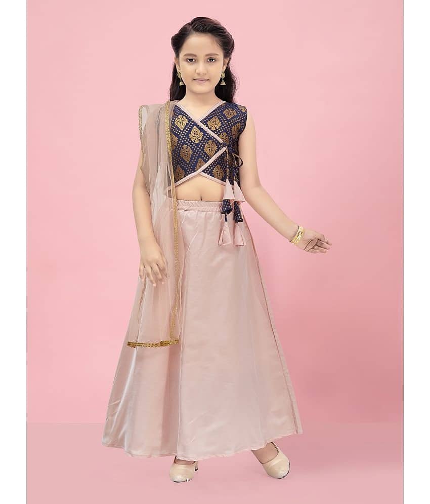 Aarika Brocade Lehenga Choli Set For Girls ( Pack of 1 , Navy Blue )
