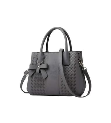 DARSHANS Women's PU Leather Solid Shoulder Zipper Handbag (Grey)-PID65129