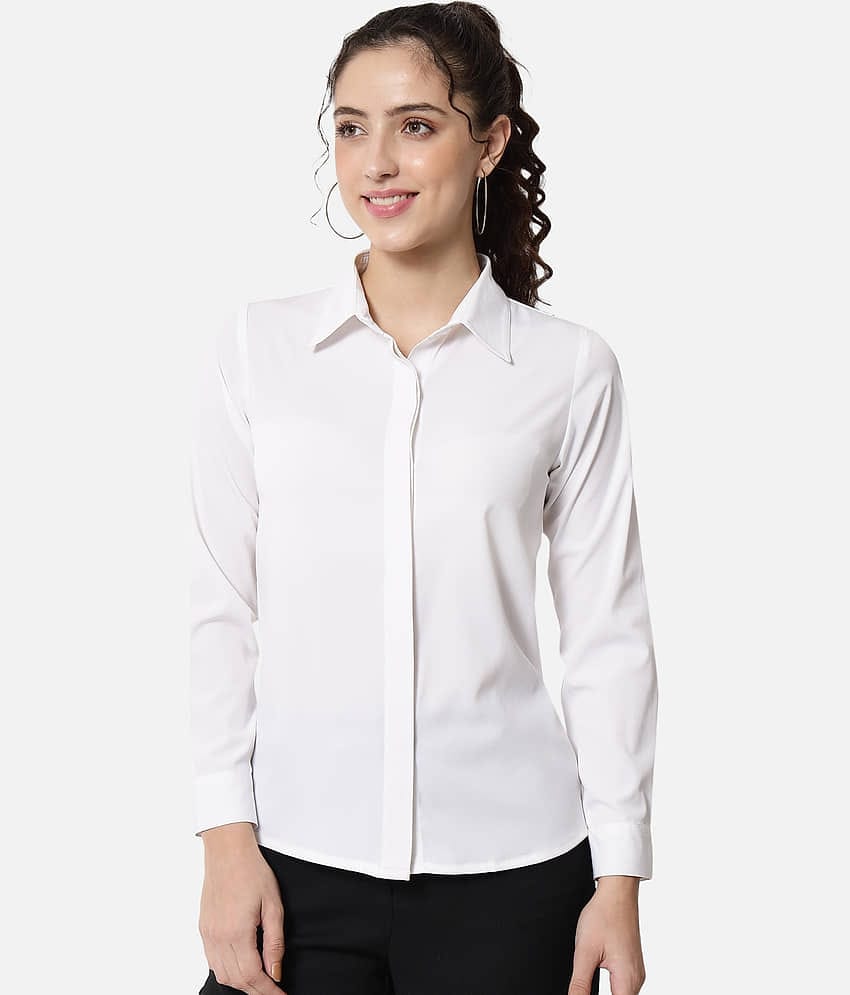 ALL WAYS YOU Women Solid Crepe Shirt ( White )