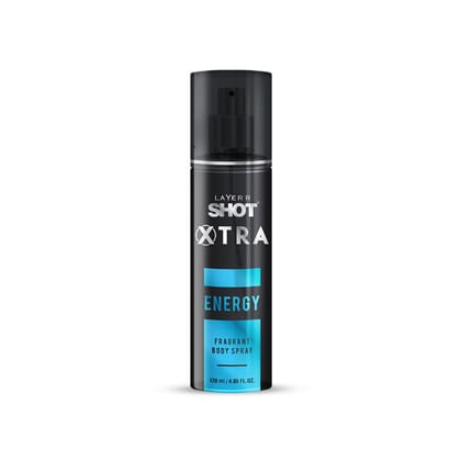 Layer�r Shot XTRA Energy Body Spray for Men | Fresh Spicy Fragrance with Bergamot & Vetiver | Long-Lasting Deo | 120ml