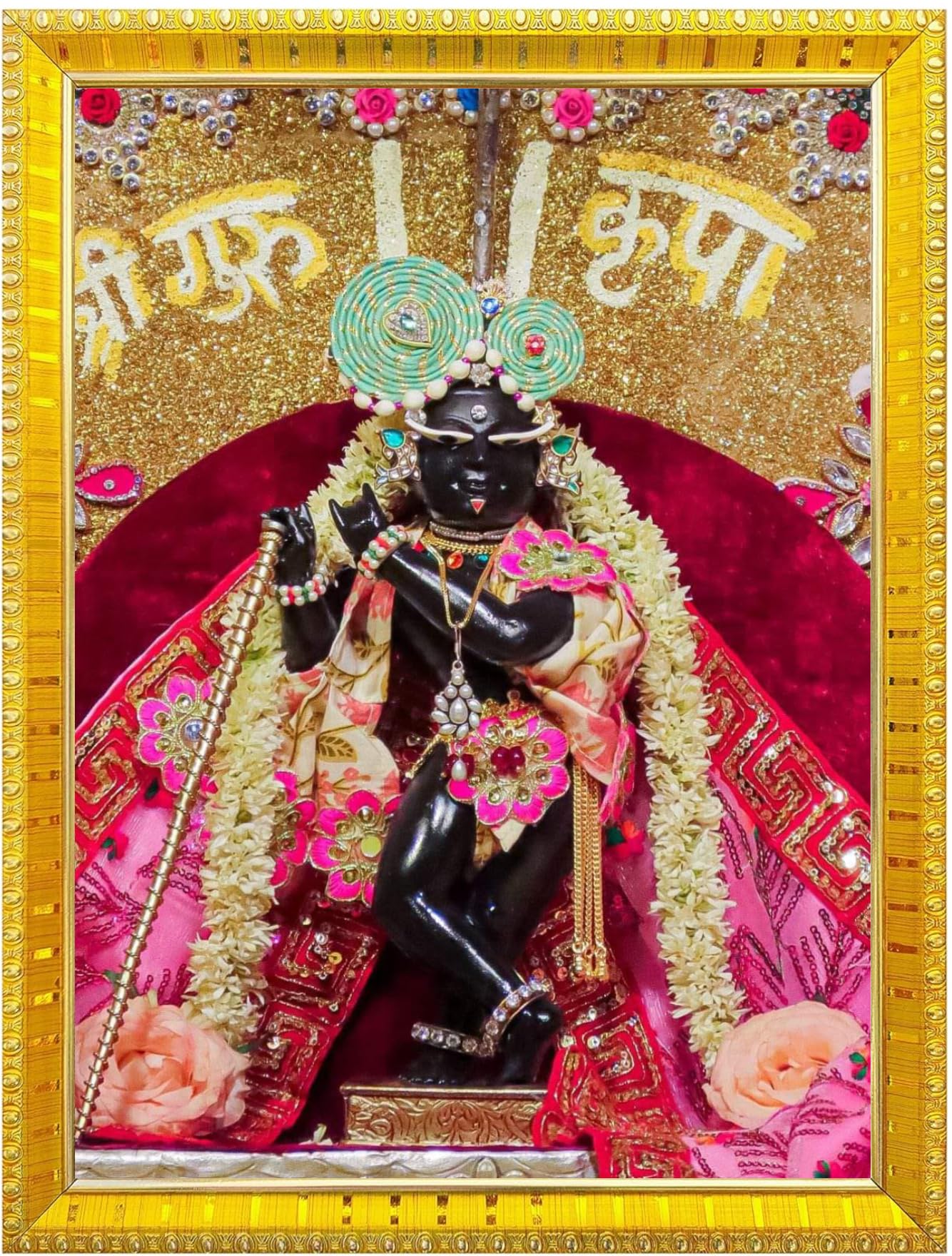 NOKKES Radha Raman Vrindavan Radha Raman Thakur Ji Photo Frames Religious Photo frame 5X7 Inch Photo Frame_QWW15