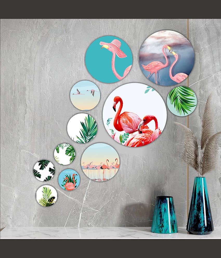 Saf Wood Beautiful modern art round shape design Wall Sculpture Multi - Pack of 11