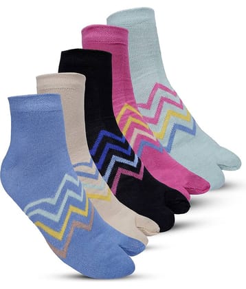 Texfro Pack of 5 Women's Cotton Ankle Length Socks ( Multicolor )