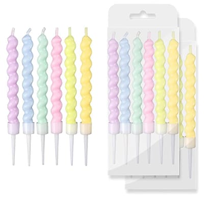Twisted Pastel Multicolor Candles - 6PC