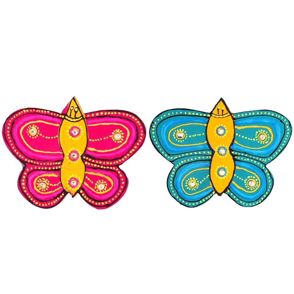DECOREER Butterfly Wooden Fridge Magnet Set