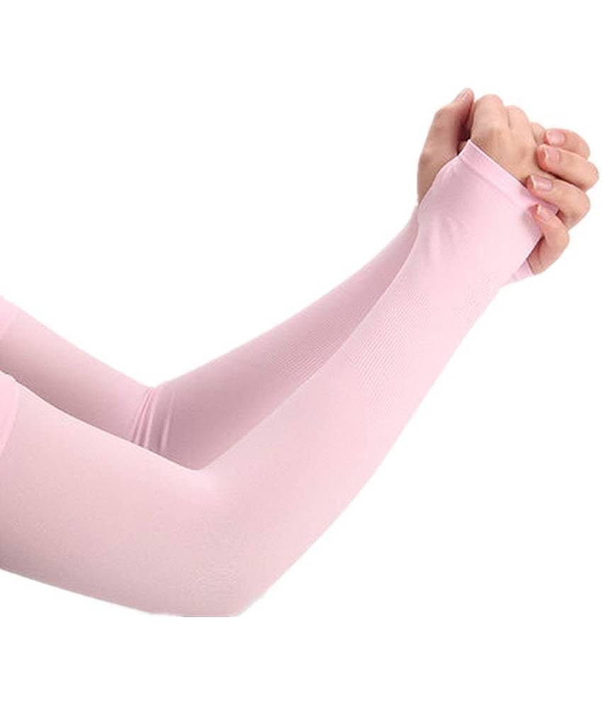 Mahek Accessories - Pink Self Design Riding Sleeves ( Single Set )