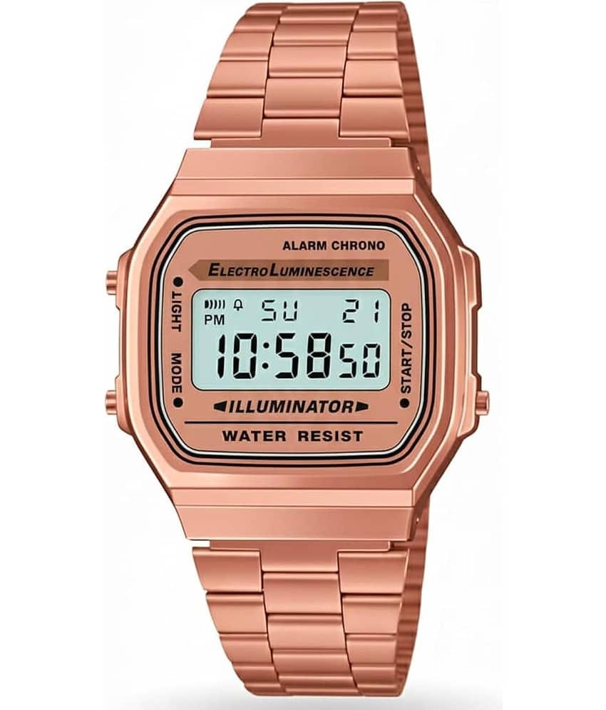 QitmirMKT Rose Gold Metal Digital Men's Watch