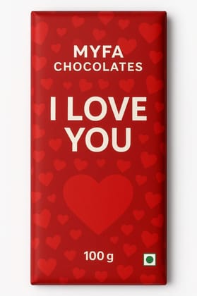 Myfa Chocolates 'I Love You' Chocolate Bar - Romantic Gift, 100g