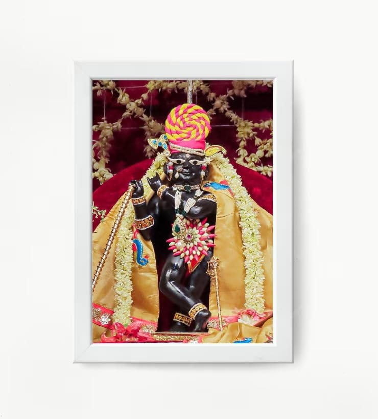 NOKKES Radha Raman Ji Vrindavan Radha Raman Thakur Ji White Photo Frames Religious Photo frame 5X7 Inch Photo Frame_QWW77