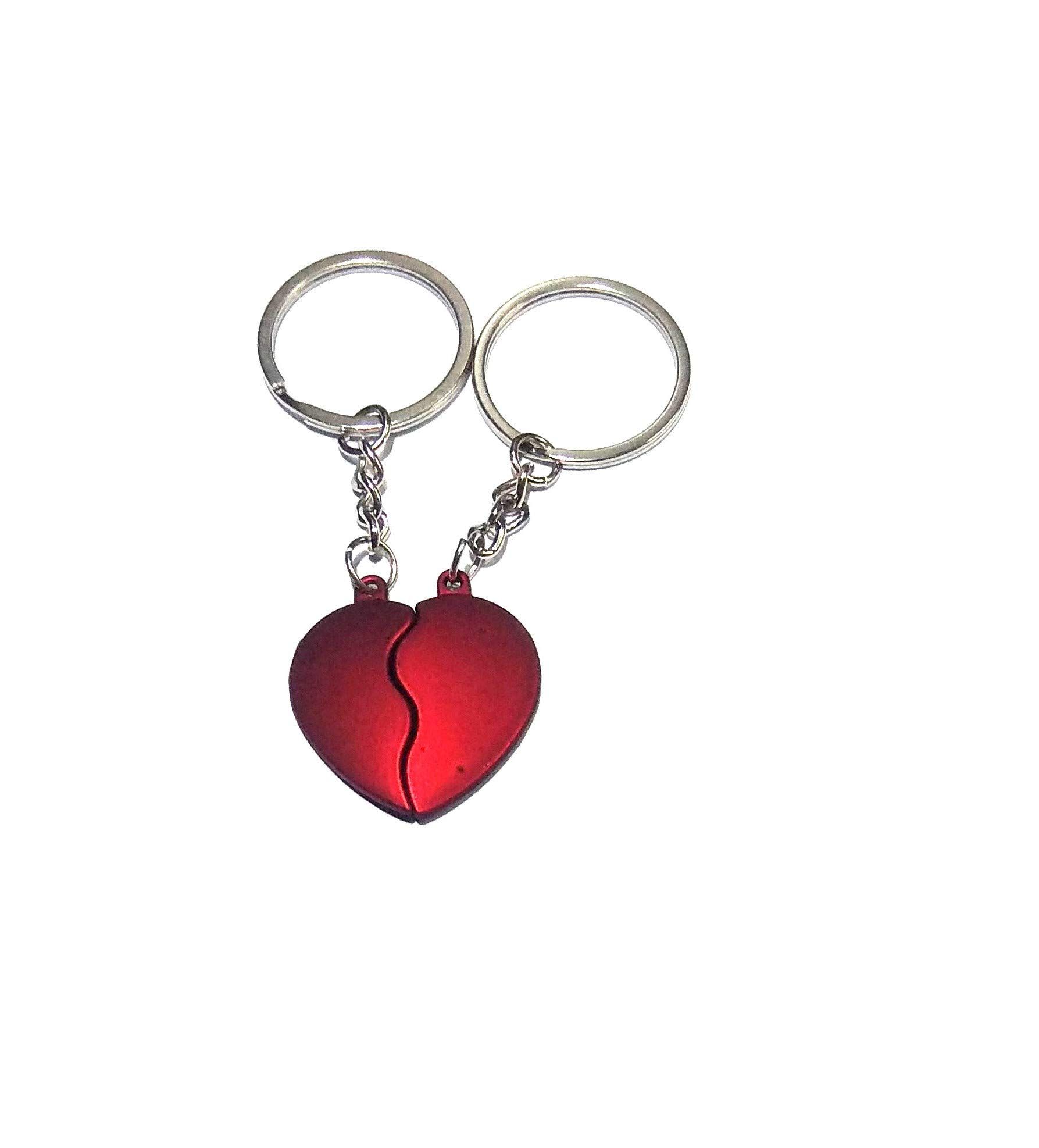 Nawani Red Heart Romantic Couple Love Magnetic Keyring & Keychain