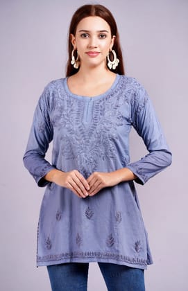 MRS RIGHT CHIKANKARI MALCOTTON SHORT TOP KURTI MRS RIGHT CHIKANKARI MALCOTTON SHORT TOP KURTI