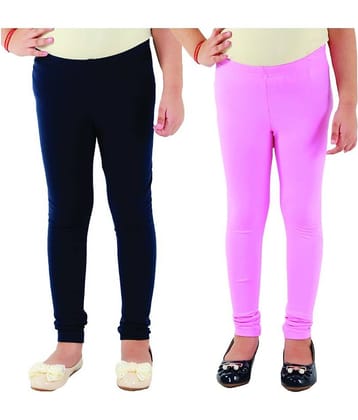 Kids Cave Girls Cotton Blend Leggings ( Blue )