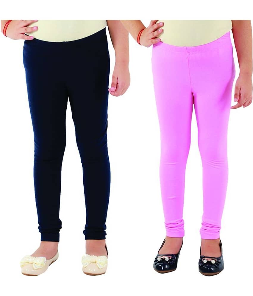 Kids Cave Girls Cotton Blend Leggings ( Blue )