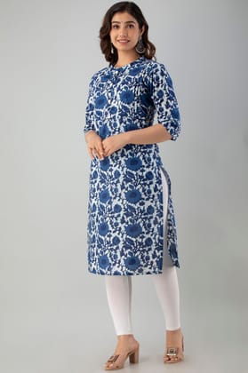 Rekha fashion_Stylish Blue Printed cotton Fabulous Kurti