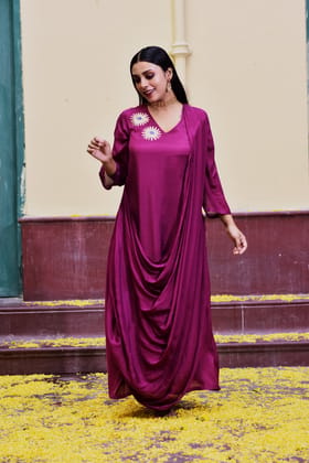 Drape in Magenta : Flore Length Gown (CUSTOM MADE)