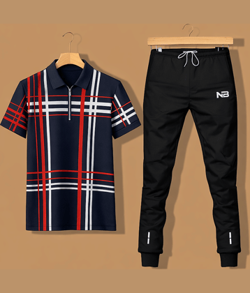 RR Enterprises Blue Cotton Blend Regular Fit Men's Tracksuit ( Pack of 2 )