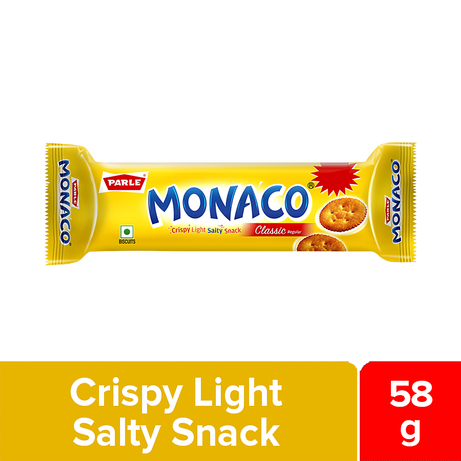 Parle Monaco Biscuit - Classic Regular, Salted Snack, 52.2 G (Get 5.8 G Extra)