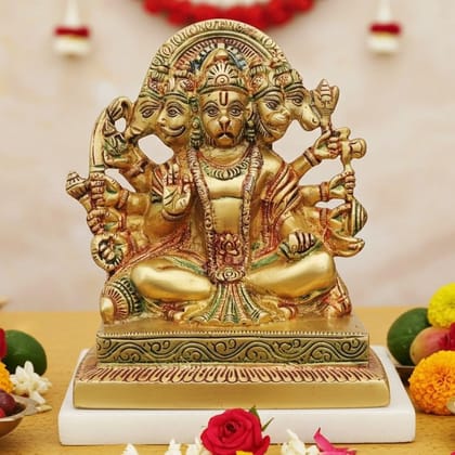 Brass Panchmukhi Hanuman Ji Decorative Idol - Spiritual Showpiece, Height : 7.5 Inch (BSMAS1302 D) Brass Panchmukhi Hanuman Ji Decorative Idol - Spiritual Showpiece, Height : 7.5 Inch (BSMAS1302 D)