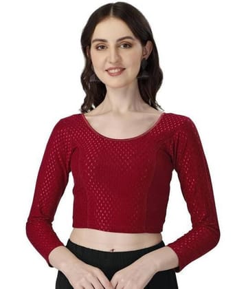 DELTIN HUB Maroon Readymade without Pad Silk Blend Women's Blouse ( Pack of 1 )