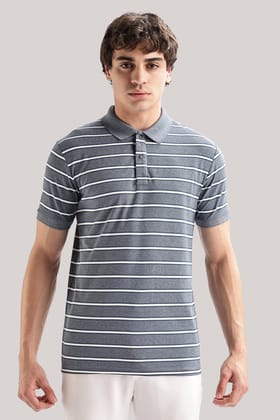 Pollycotton Grey Striped Polo Pollycotton Grey Striped Polo