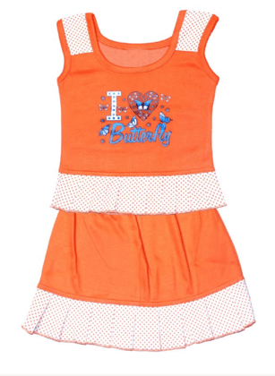 Baby Girl's Midi Dress - Pack of 2 ( Tops & Skirt ) ( 1 Years ) Orange