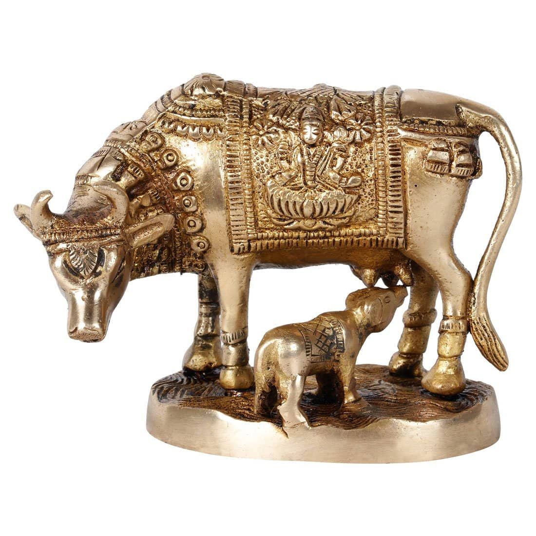 Craftlayout Handcrafted Brass Cow Calf Statue3.5 Inch