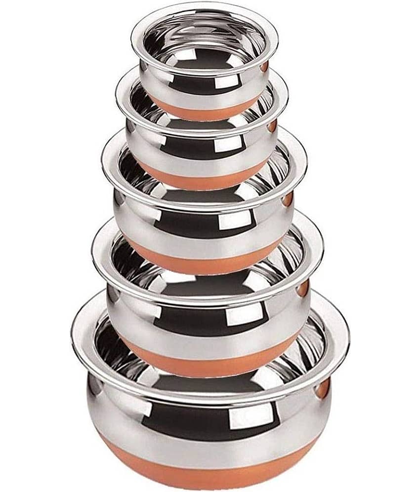 PAESANO 5 Pcs Copper Handi set /Dessert Bowl 400,700,1000,1500,2000 ml