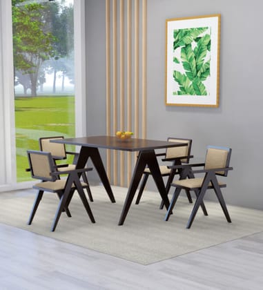 Eros Furniture Ravenna Solid Wood 4 Seater Dining Table with Modern Wooden Silhouette