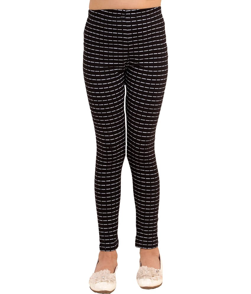 Kids Cave Pack of 1 Girls Cotton Blend Leggings ( Black )