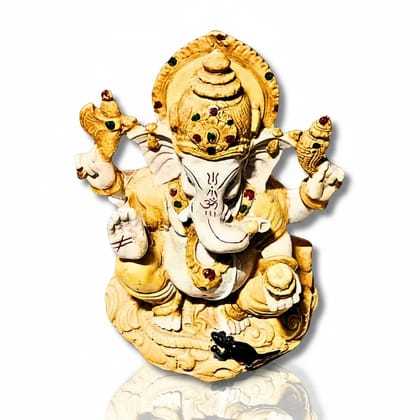 Lord Ganesha Idol with Mooshak | Small Polyresin Ganpati by Saadhya Decors