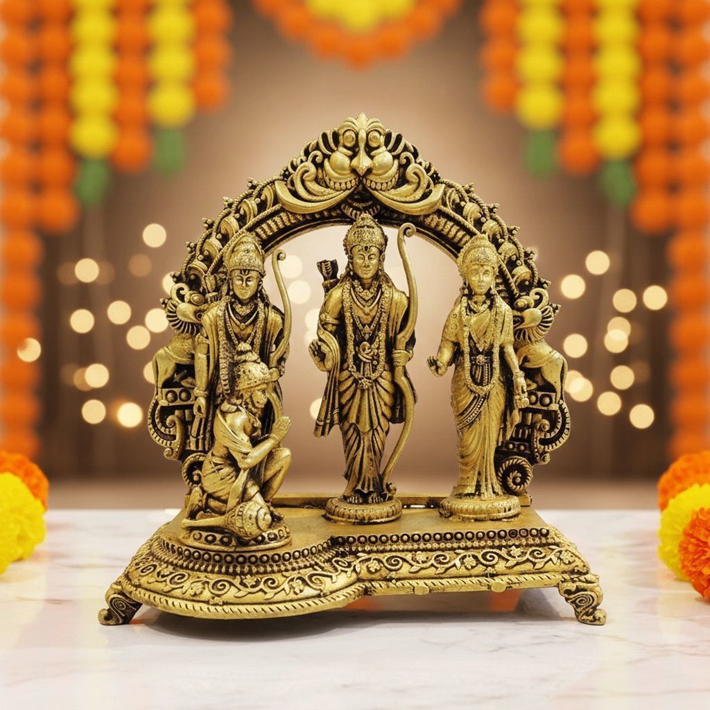 Brass Ram Darbar Showpiece | Religious Home Decor Idol, Height : 6 Inch (BSMAS1728 H)