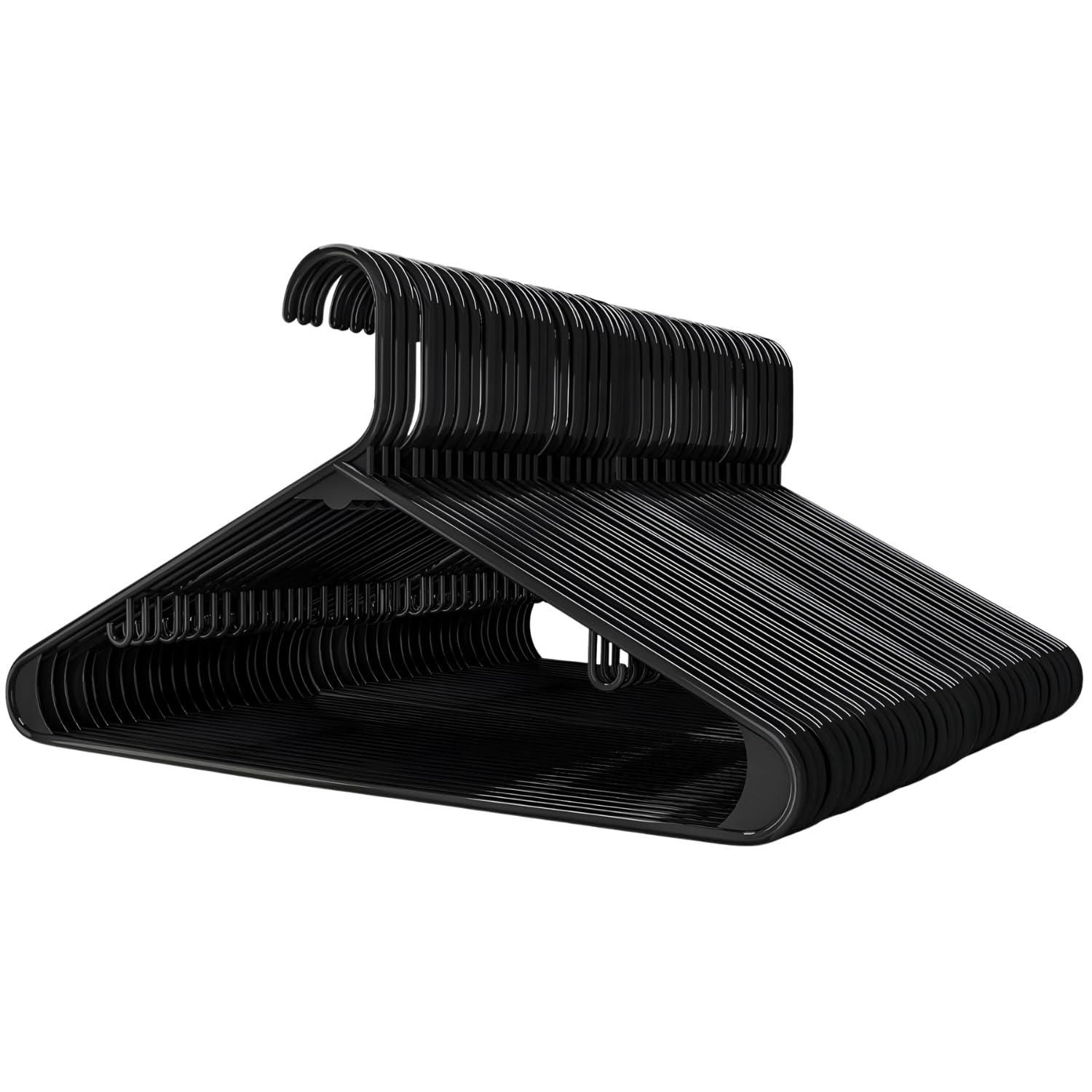 Panchhi Store Pack of 12 Hangers for Clothes Hanging Heavy Duty Plastic Clothes Hanger for Wardrobe Clothes, Suits, Saree,Underwear, Pants, Shirts Light Weight Almirah Organizer for Clothes Black