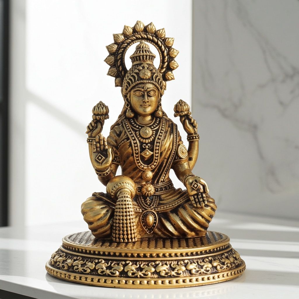 Brass Showpiece Laxmi Ji God Idol Statue, Made From Machine (BSMAS1702 L)