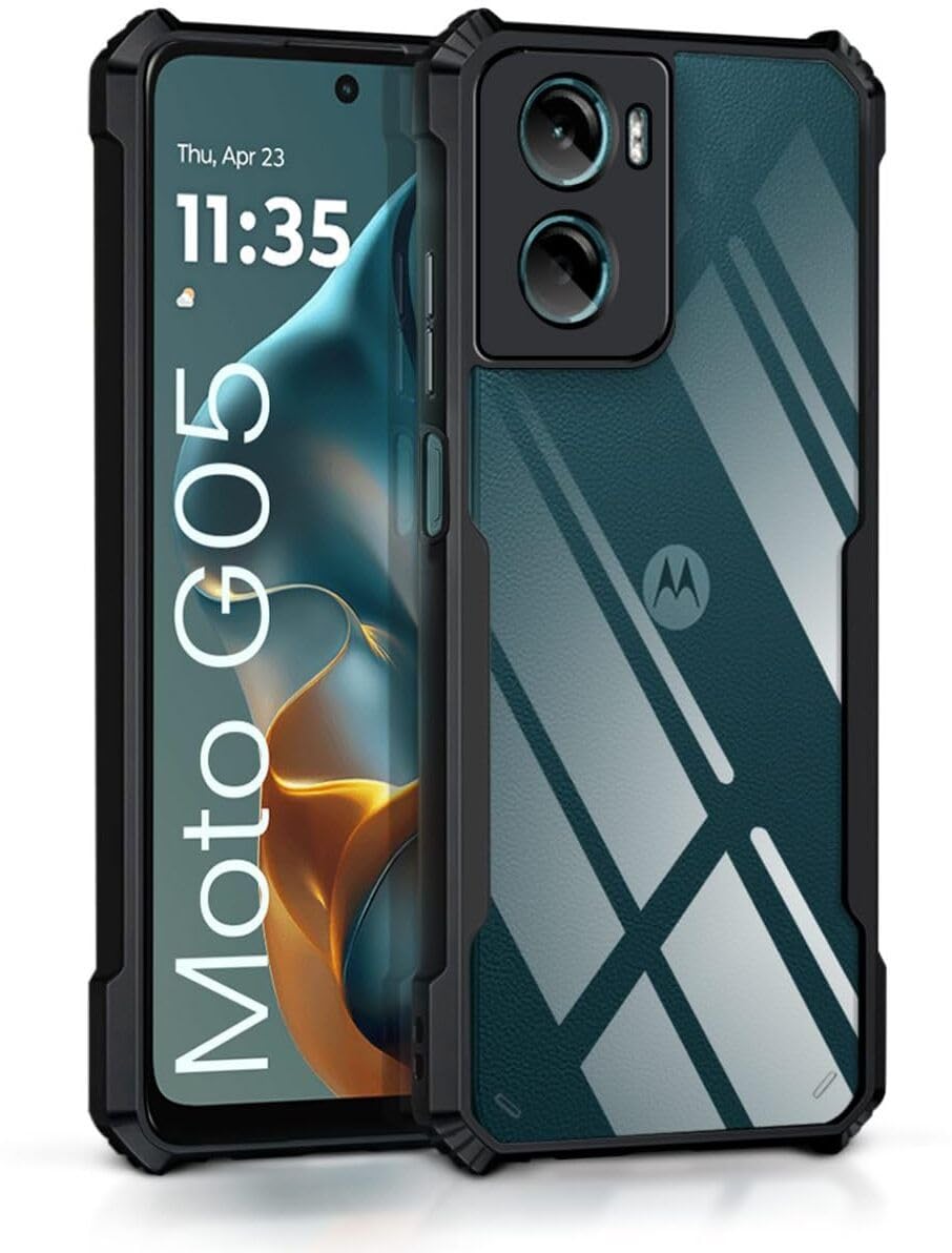 PLUGTECH Slim Shockproof Case | Matte Black Soft | Drop Protection | Precise Cutouts | Premium Mobile Cover for Moto G05
