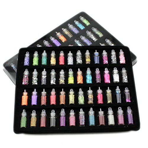 Elecsera Glitter Powder Manicure Set of Nail Stickers, Nail Art Tool for Nail Decoration (Multicolor)