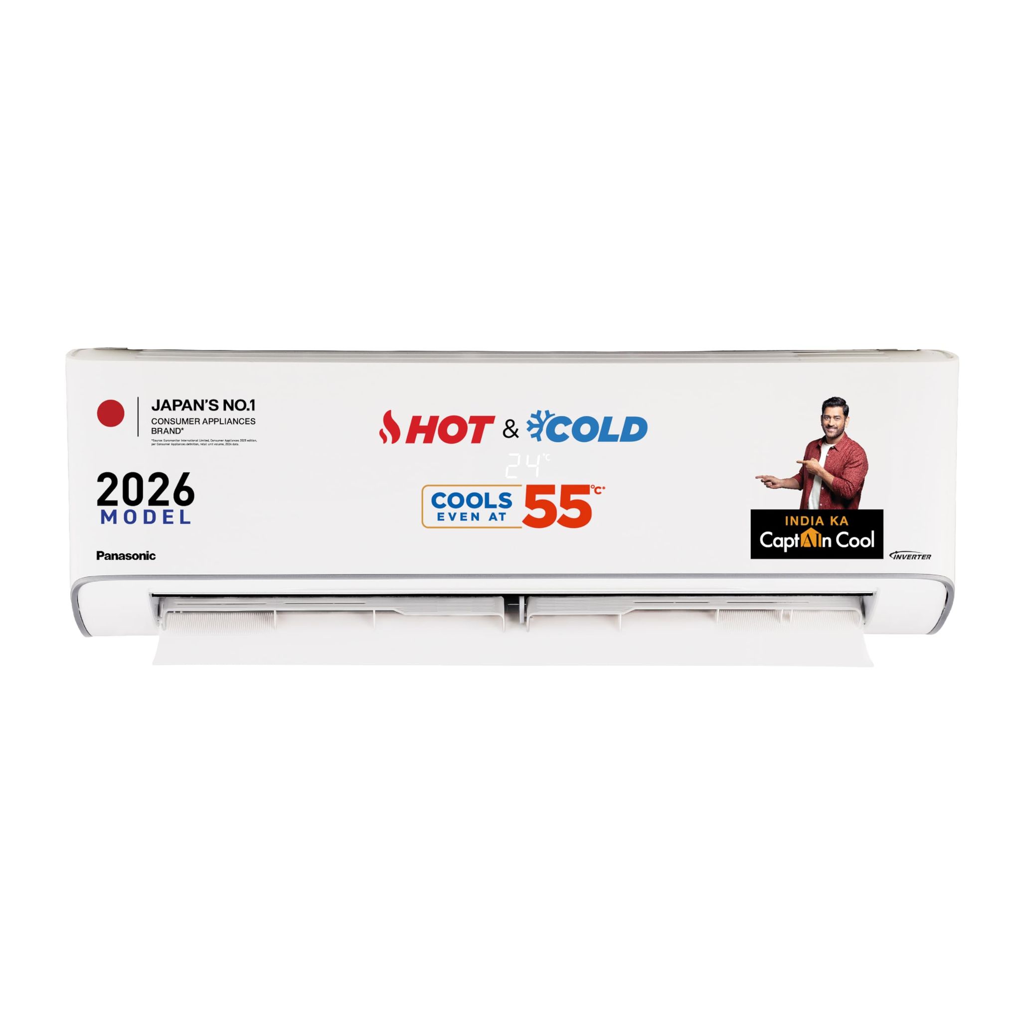 Panasonic 1.0 Ton 3 Star, New Star Rated, Hot & Cold Inverter Split AC (Crystal Clean, -10~55C Oper., Higher Airflow, Copper Cond., 8in1 Convertible, 2-Way, PM0.1 Filter, CS/CU-EZ12CKYF,White) Panasonic 1.0 Ton 3 Star, New Star Rated, Hot & Cold Inverter
