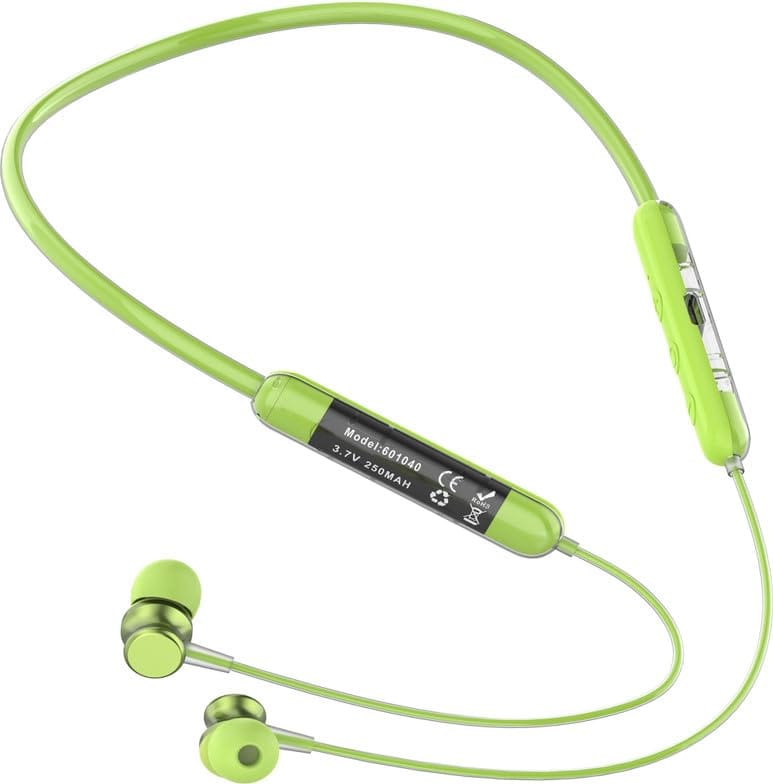Wireless Neckband Bluetooth Earphones, Black, in-Ear Design (Green)