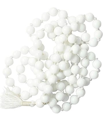 RUDRADIVINE White Crystal Agate Hakik Mala 108 +1 Beads Mankas Shukra for Men and Women (Venus)