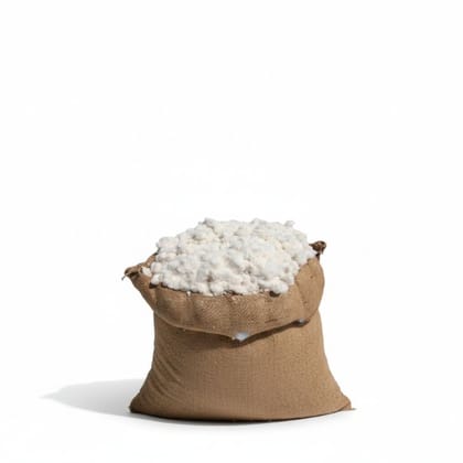 Raw Cotton Fiber in Jute Sack - 10 kg - One jute sack of raw cotton
