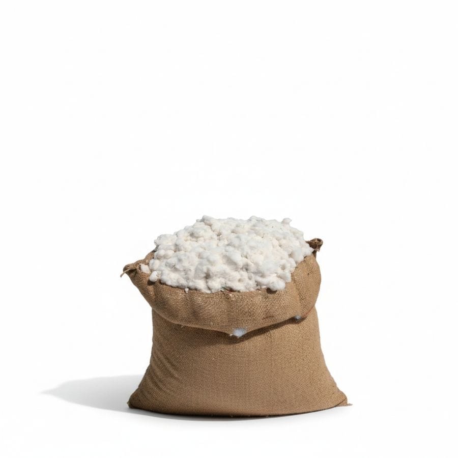Raw Cotton Fiber in Jute Sack - 10 kg - One jute sack of raw cotton