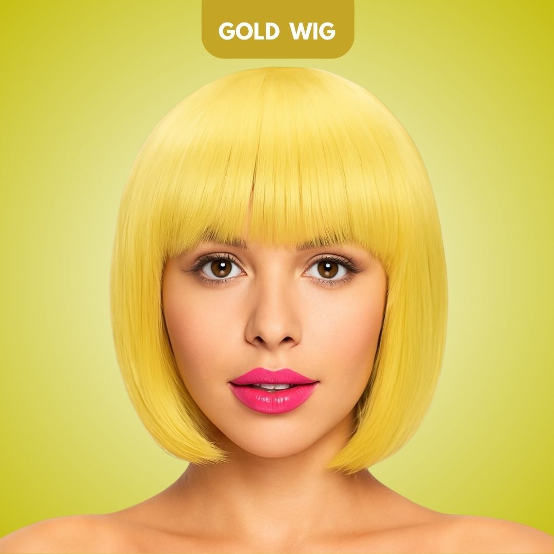 Colored Blunt Cut Wig Gold - 1PC